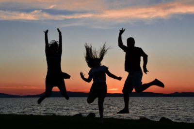 three people in jumping