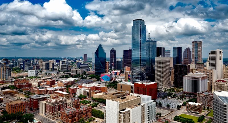 Dallas Texas City with blue sky